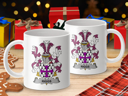 Physical Item 11oz / White Riggs Surname Irish Heraldry Ceramic Mug