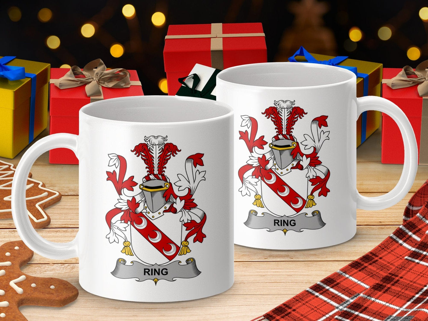 Physical Item 11oz / White Ring Surname Irish Heraldry Ceramic Mug