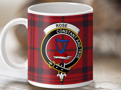 Physical Item 11oz / White Rose Clan Crest Tartan Scottish Mug