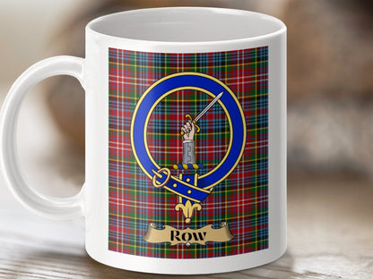 Physical Item 11oz / White Row Clan Scottish Tartan Crest Mug