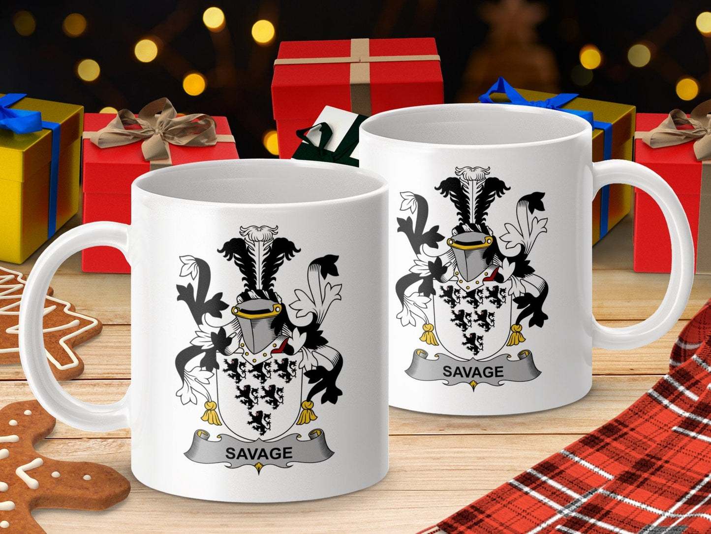 Physical Item 11oz / White Savage Surname Irish Heraldry Ceramic Mug