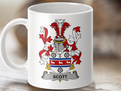 Physical Item 11oz / White Scott Surname Irish Heraldry Ceramic Mug