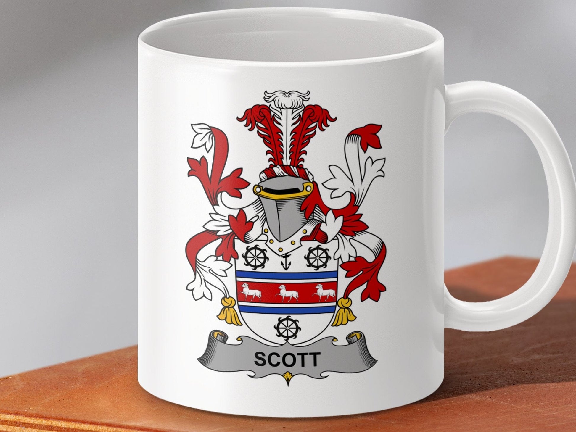 Physical Item 11oz / White Scott Surname Irish Heraldry Ceramic Mug