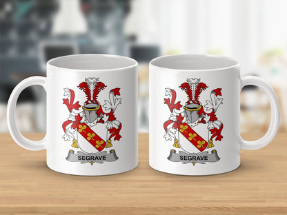 Physical Item 11oz / White Segrave Surname Irish Heraldry Ceramic Mug