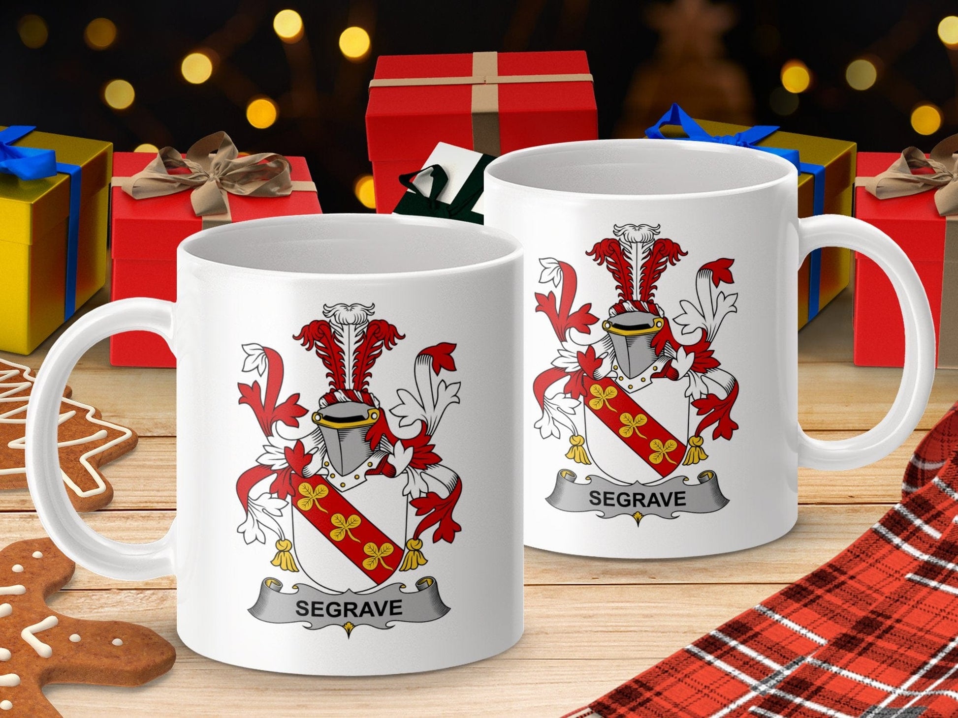 Physical Item 11oz / White Segrave Surname Irish Heraldry Ceramic Mug