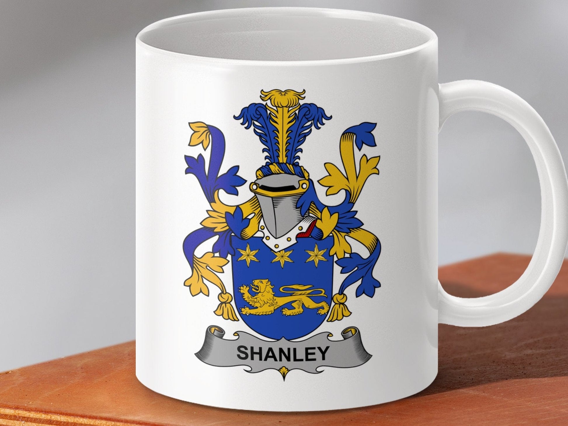 Physical Item 11oz / White Shanley Surname Irish Heraldry Ceramic Mug