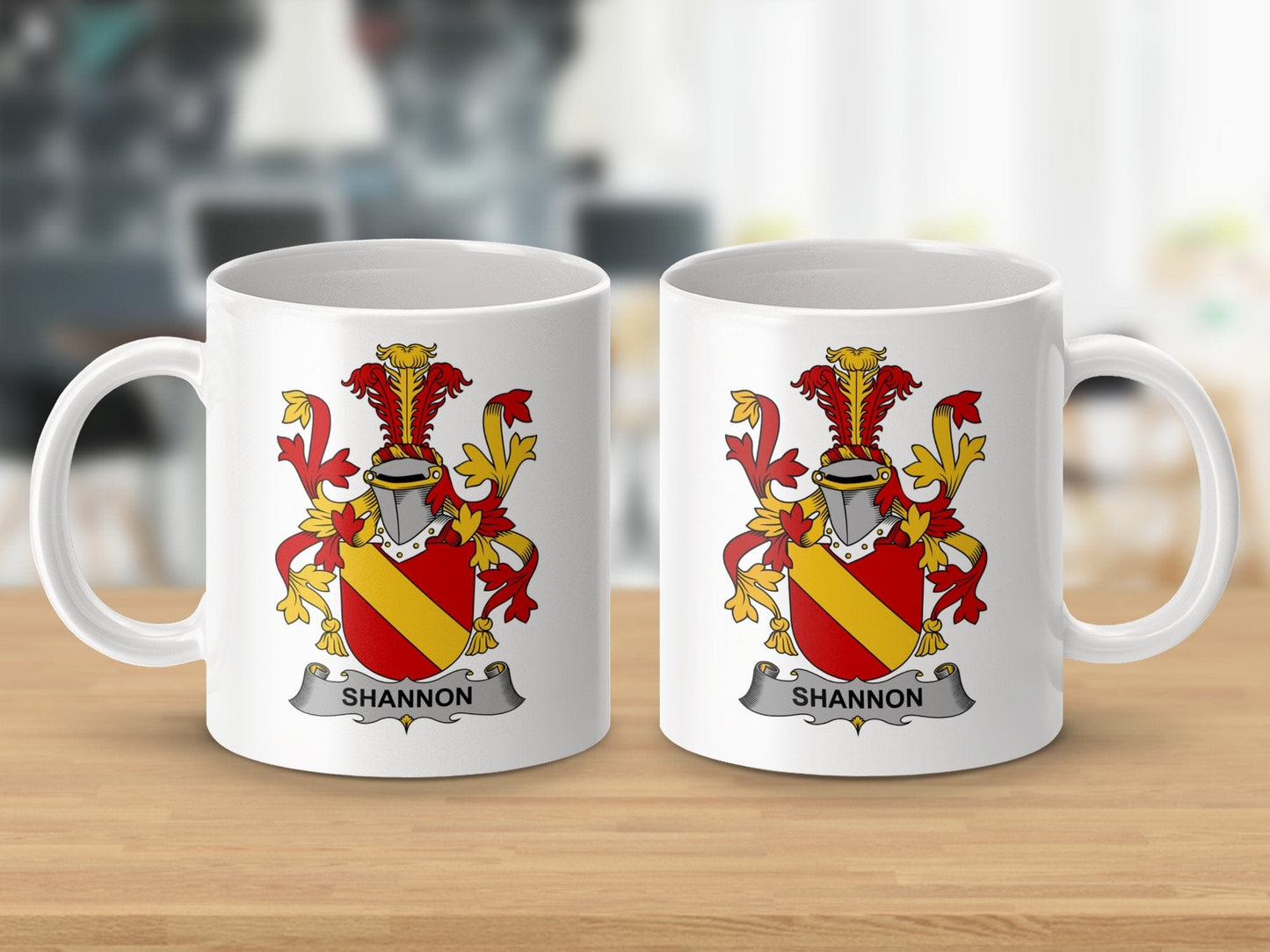 Physical Item 11oz / White Shannon Surname Irish Heraldry Ceramic Mug