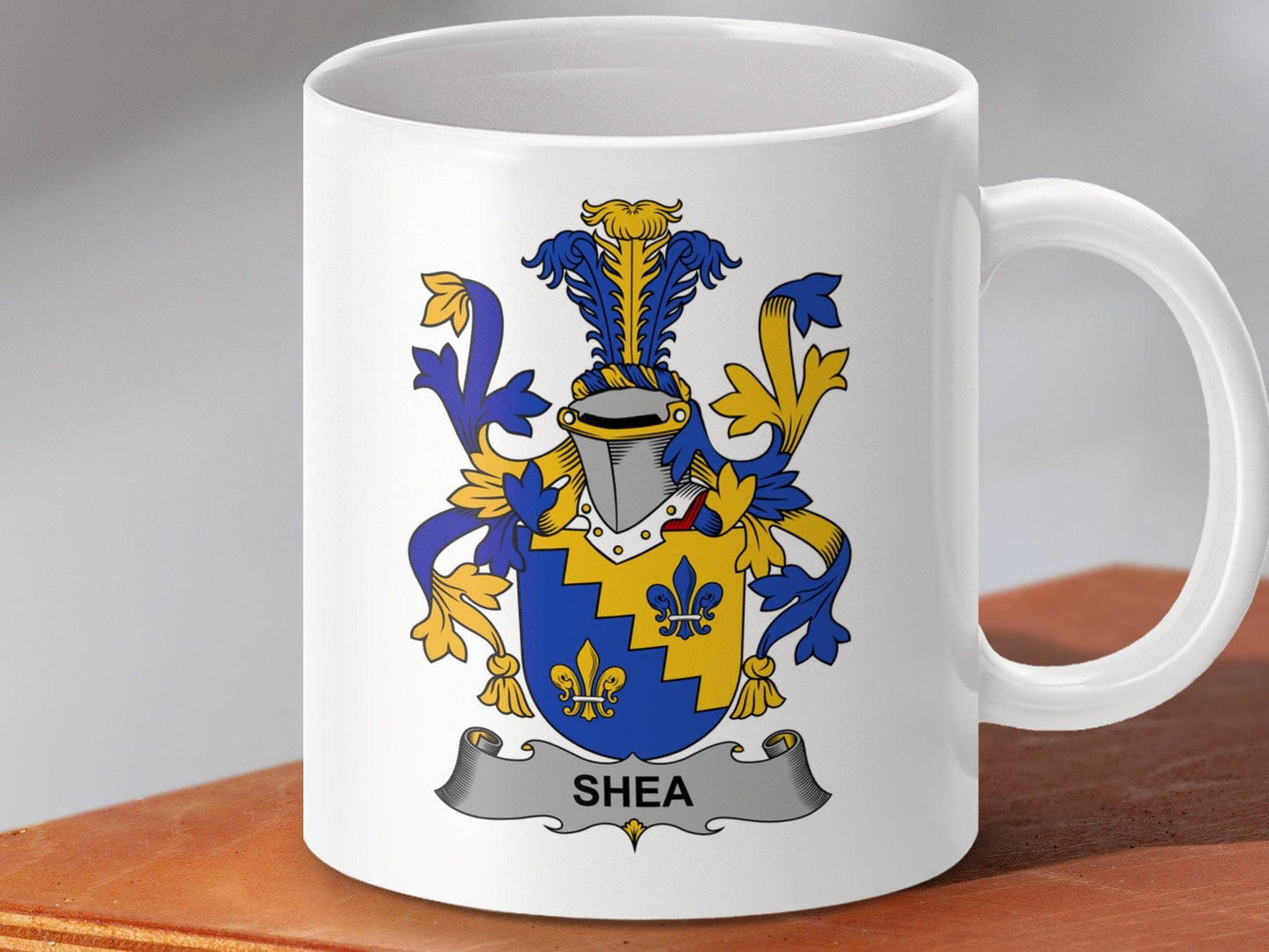 Physical Item 11oz / White Shea Surname Irish Heraldry Ceramic Mug