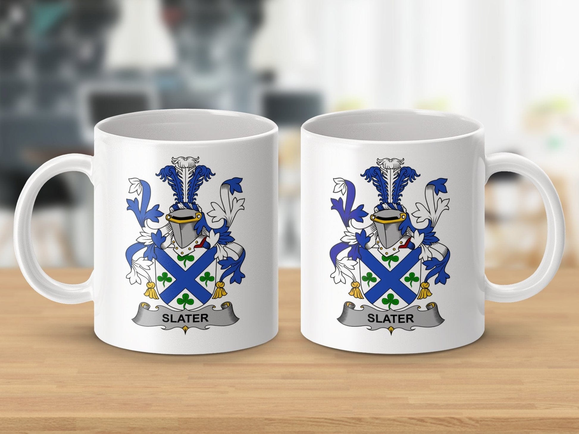 Physical Item 11oz / White Slater Surname Irish Heraldry Ceramic Mug