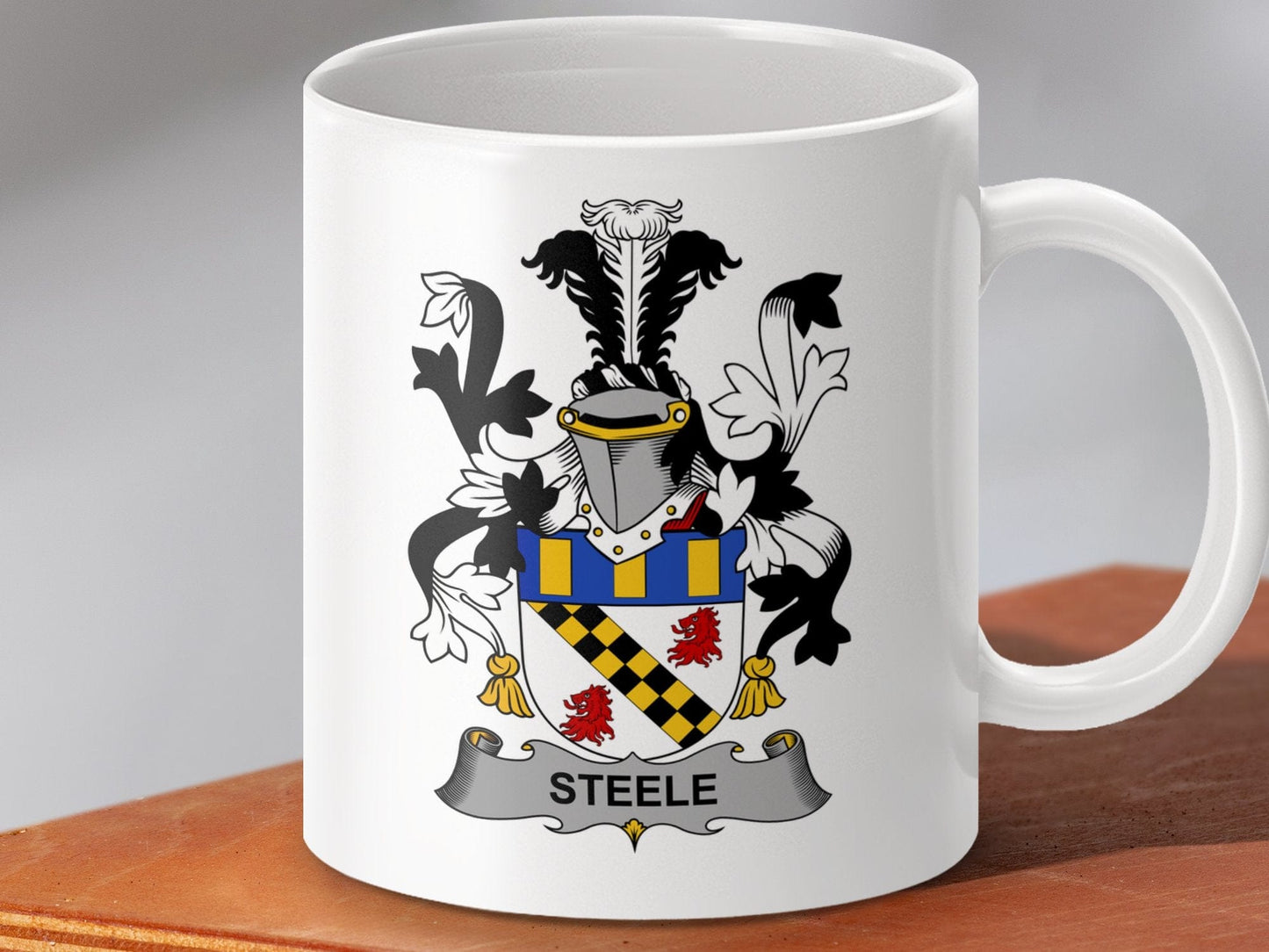 Physical Item 11oz / White Steele Surname Irish Heraldry Ceramic Mug