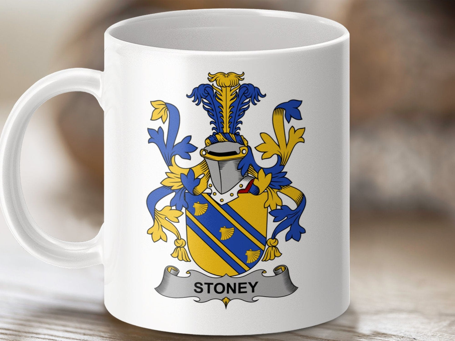 Physical Item 11oz / White Stoney Surname Irish Heraldry Ceramic Mug