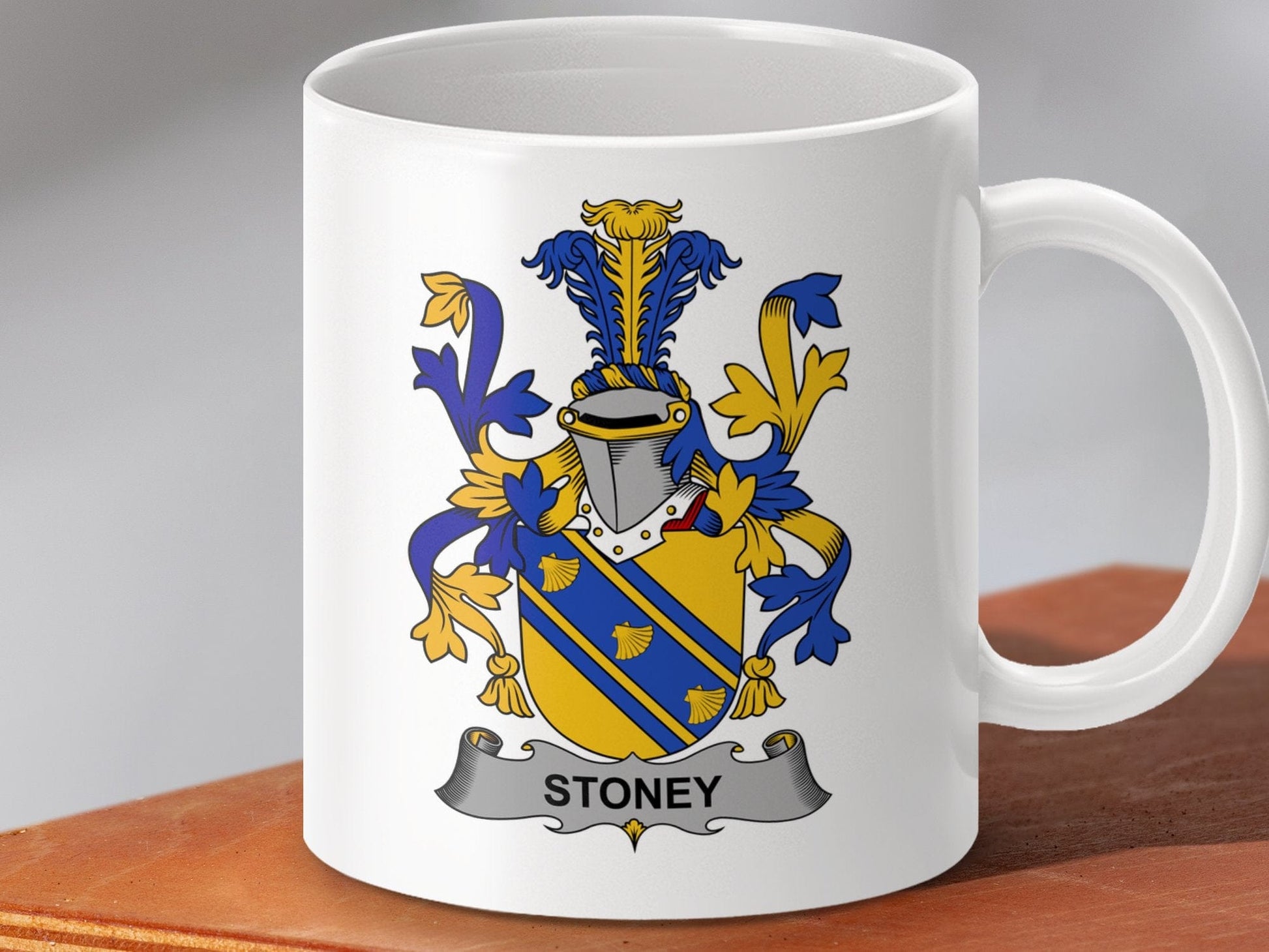 Physical Item 11oz / White Stoney Surname Irish Heraldry Ceramic Mug