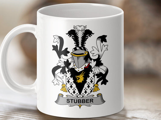 Physical Item 11oz / White Stubber Surname Irish Heraldry Ceramic Mug