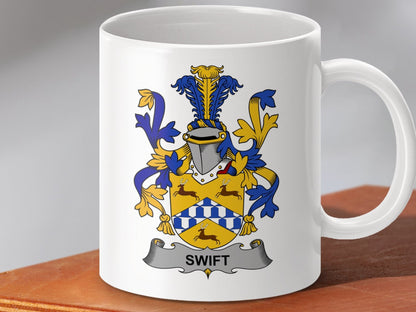 Physical Item 11oz / White Swift Surname Irish Heraldry Ceramic Mug