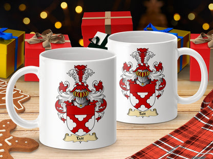 Physical Item 11oz / White Tait Clan Coat Of Arms Scottish Clan Heritage Mug