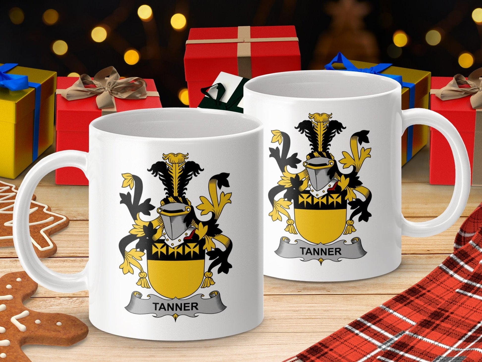 Physical Item 11oz / White Tanner Surname Irish Heraldry Ceramic Mug