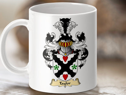 Physical Item 11oz / White Taylor Clan Coat Of Arms Scottish Mug