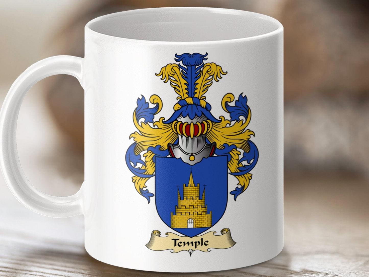 Physical Item 11oz / White Temple Clan Coat Of Arms Scottish Heritage Mug