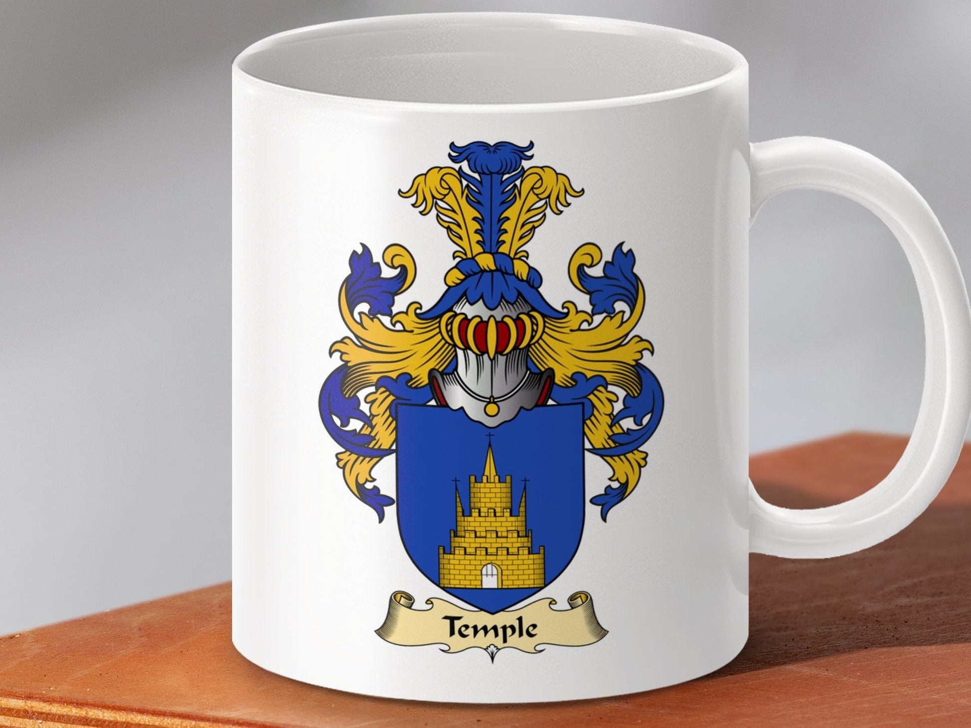 Physical Item 11oz / White Temple Clan Coat Of Arms Scottish Heritage Mug