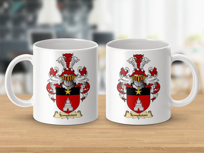 Physical Item 11oz / White Templeton Clan Coat Of Arms Scottish Mug