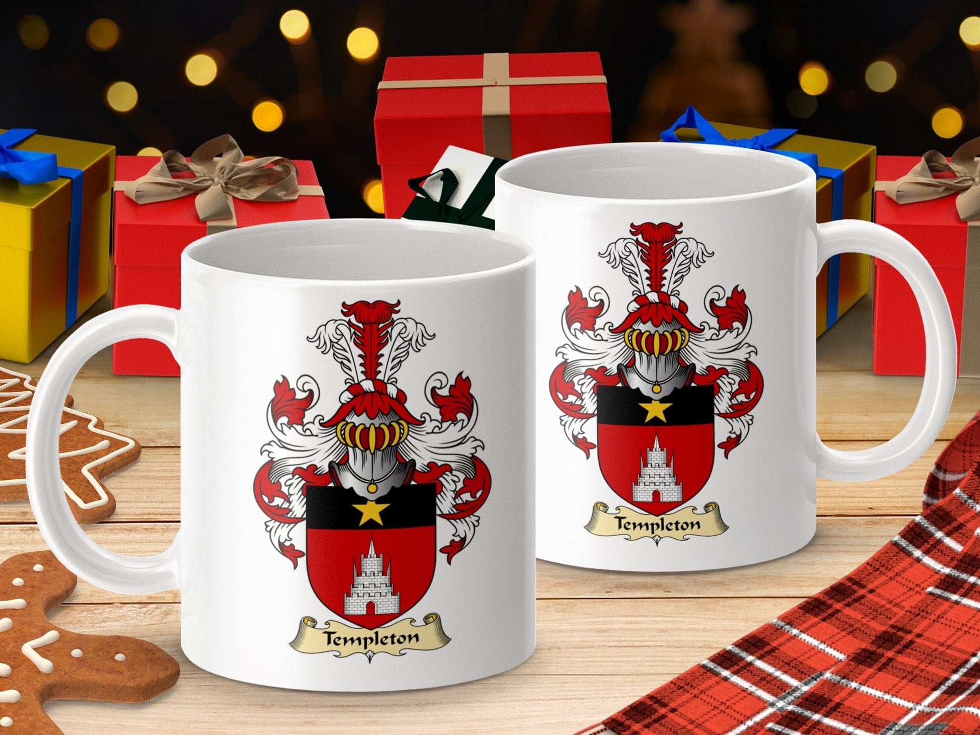 Physical Item 11oz / White Templeton Clan Coat Of Arms Scottish Mug