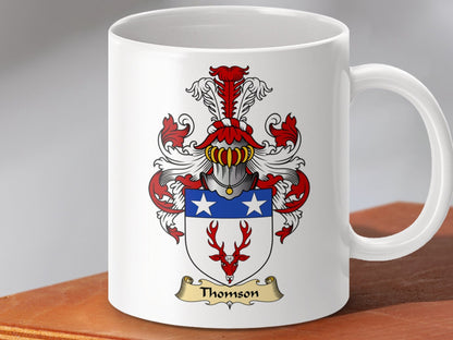 Physical Item 11oz / White Thomson Clan Coat Of Arms Scottish Mug