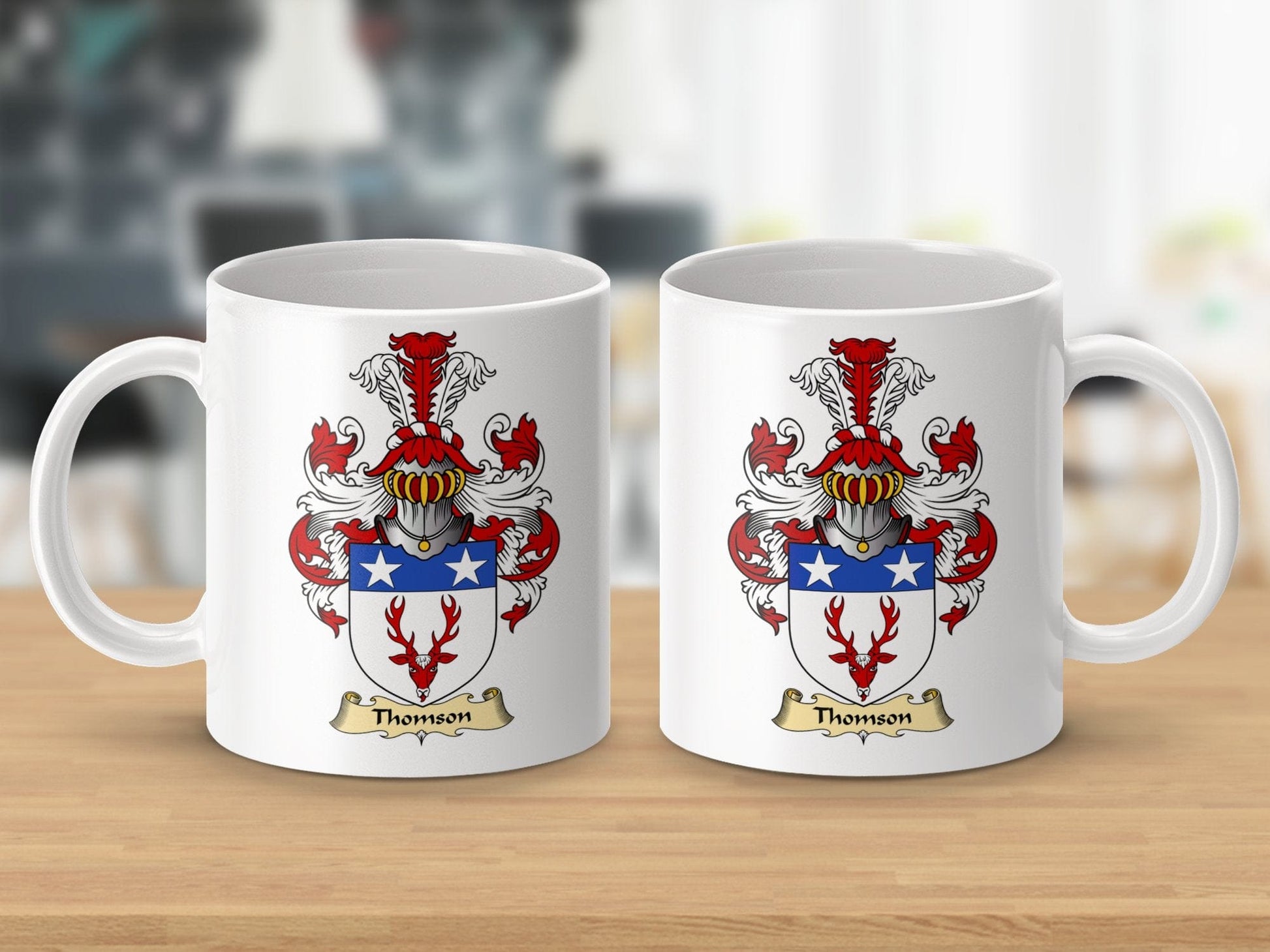 Physical Item 11oz / White Thomson Clan Coat Of Arms Scottish Mug