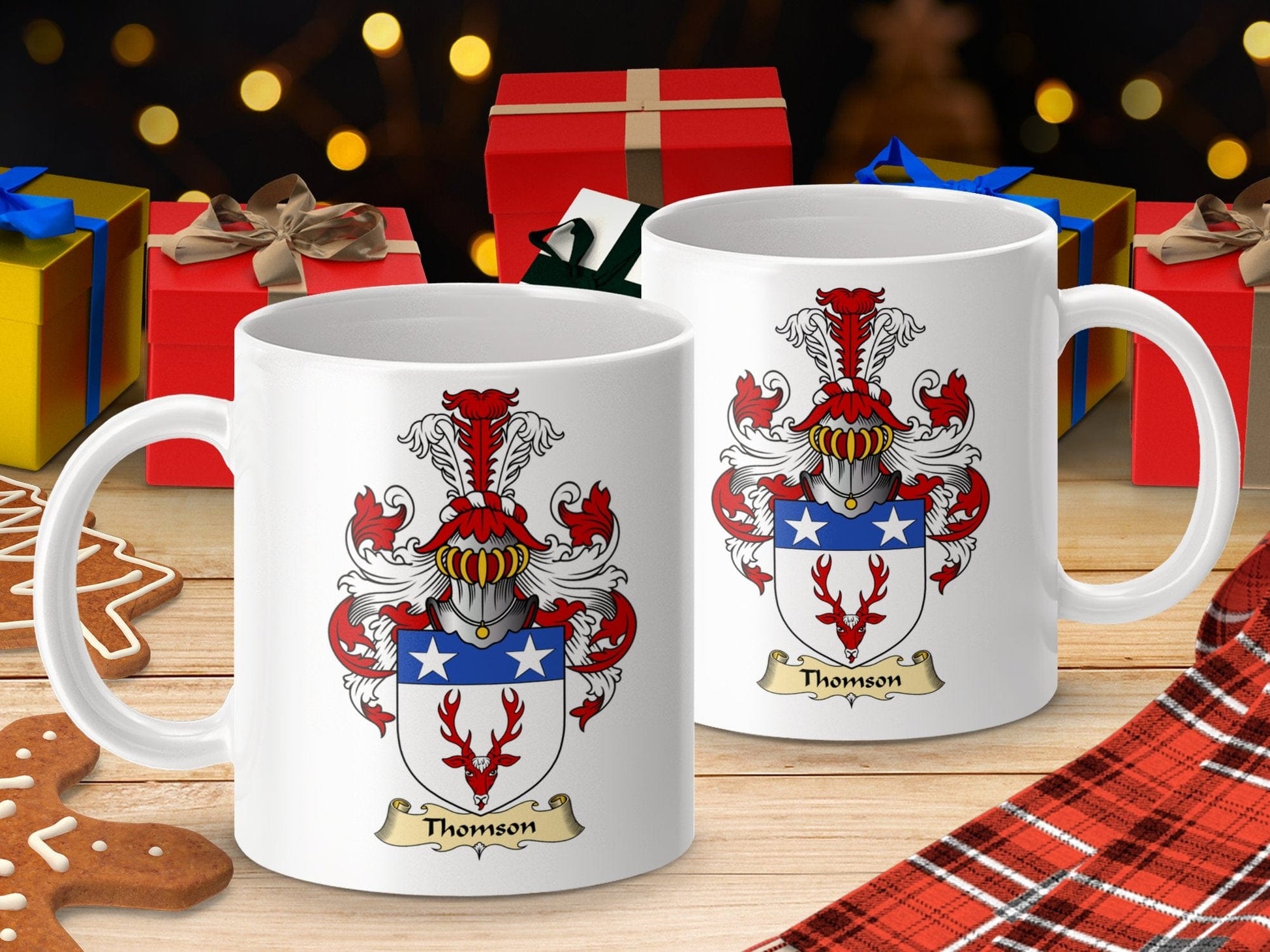 Physical Item 11oz / White Thomson Clan Coat Of Arms Scottish Mug