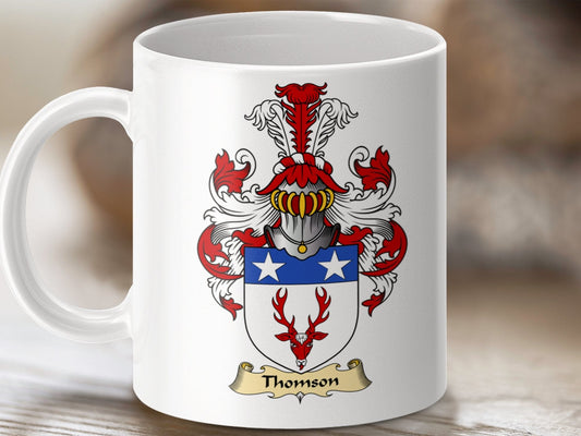 Physical Item 11oz / White Thomson Clan Coat Of Arms Scottish Mug