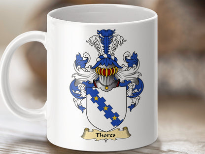 Physical Item 11oz / White Thores Clan Coat Of Arms Scottish Mug