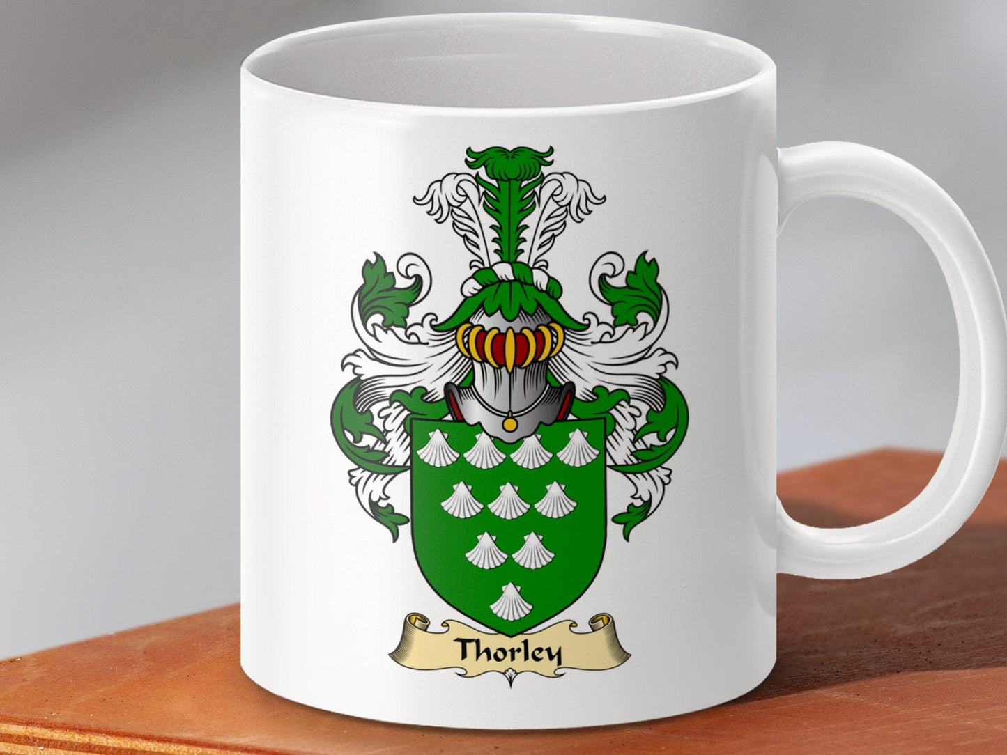 Physical Item 11oz / White Thorley Clan Coat Of Arms Scottish Mug