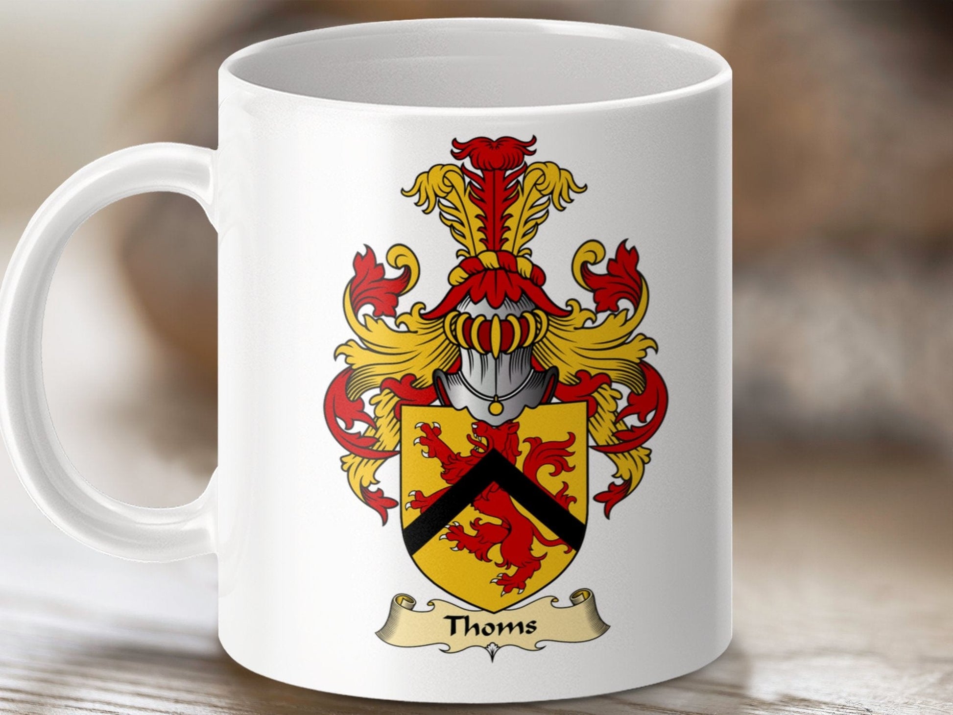 Physical Item 11oz / White Thorns Clan Coat Of Arms Scottish Mug