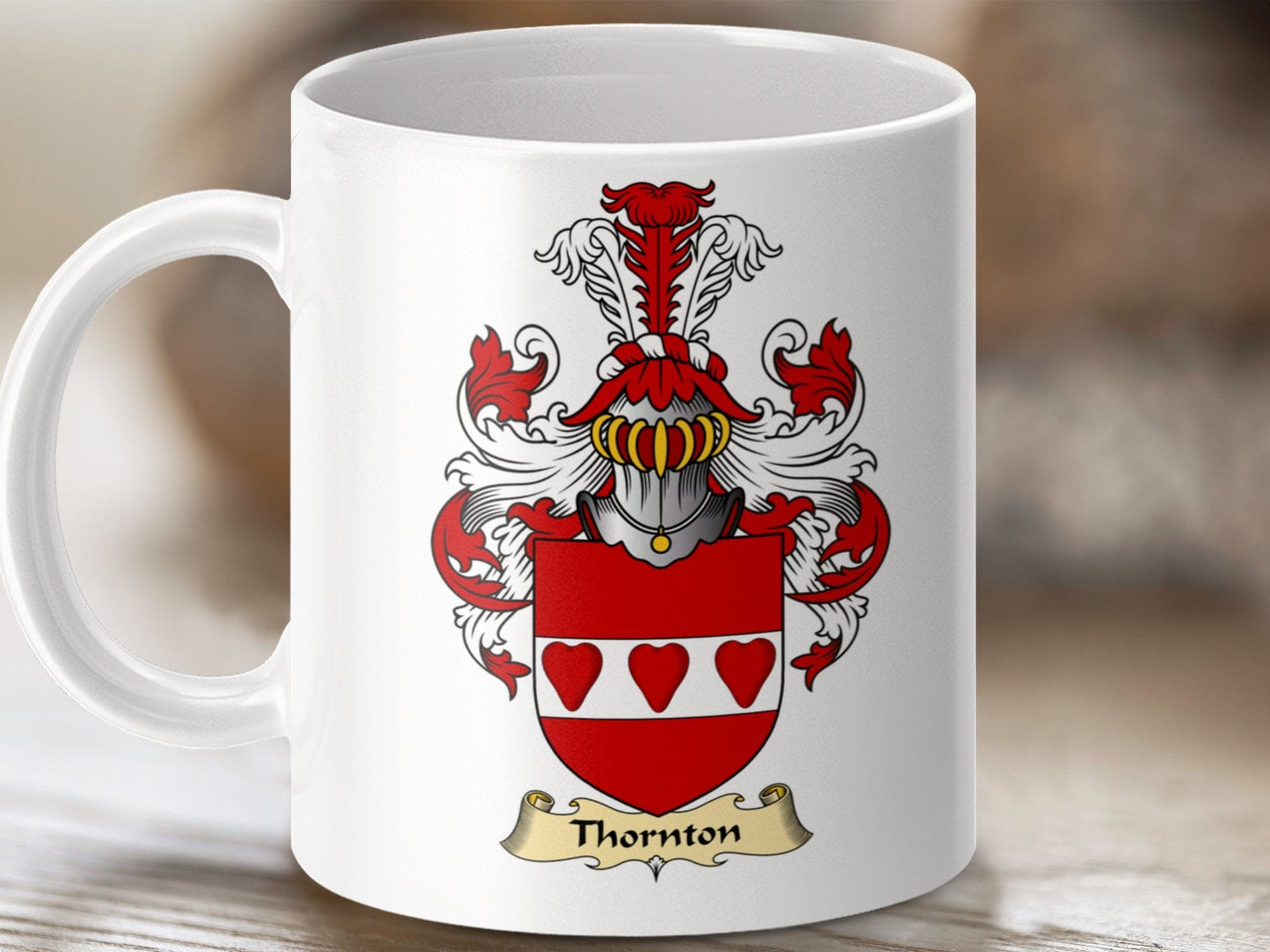 Physical Item 11oz / White Thornton Clan Coat Of Arms Scottish Mug