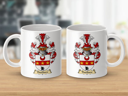 Physical Item 11oz / White Thurburn Clan Coat Of Arms Scottish mug