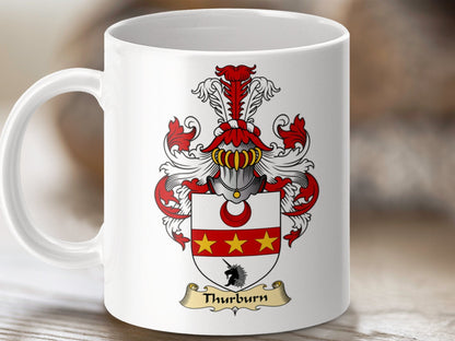 Physical Item 11oz / White Thurburn Clan Coat Of Arms Scottish mug