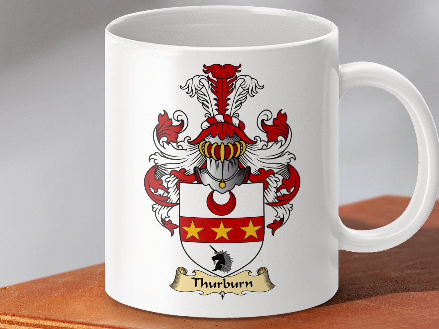 Physical Item 11oz / White Thurburn Clan Coat Of Arms Scottish mug