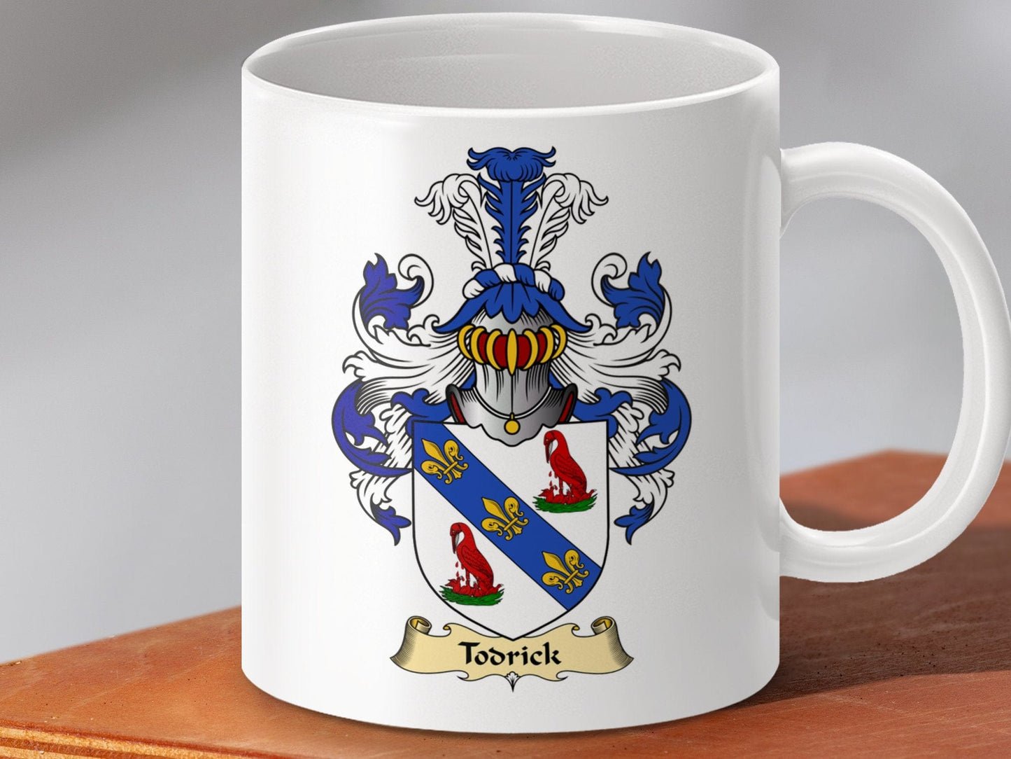 Physical Item 11oz / White Todrick Clan Coat Of Arms Scottish Mug