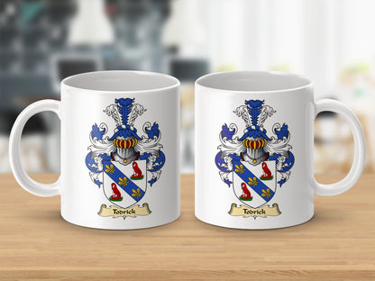 Physical Item 11oz / White Todrick Clan Coat Of Arms Scottish Mug