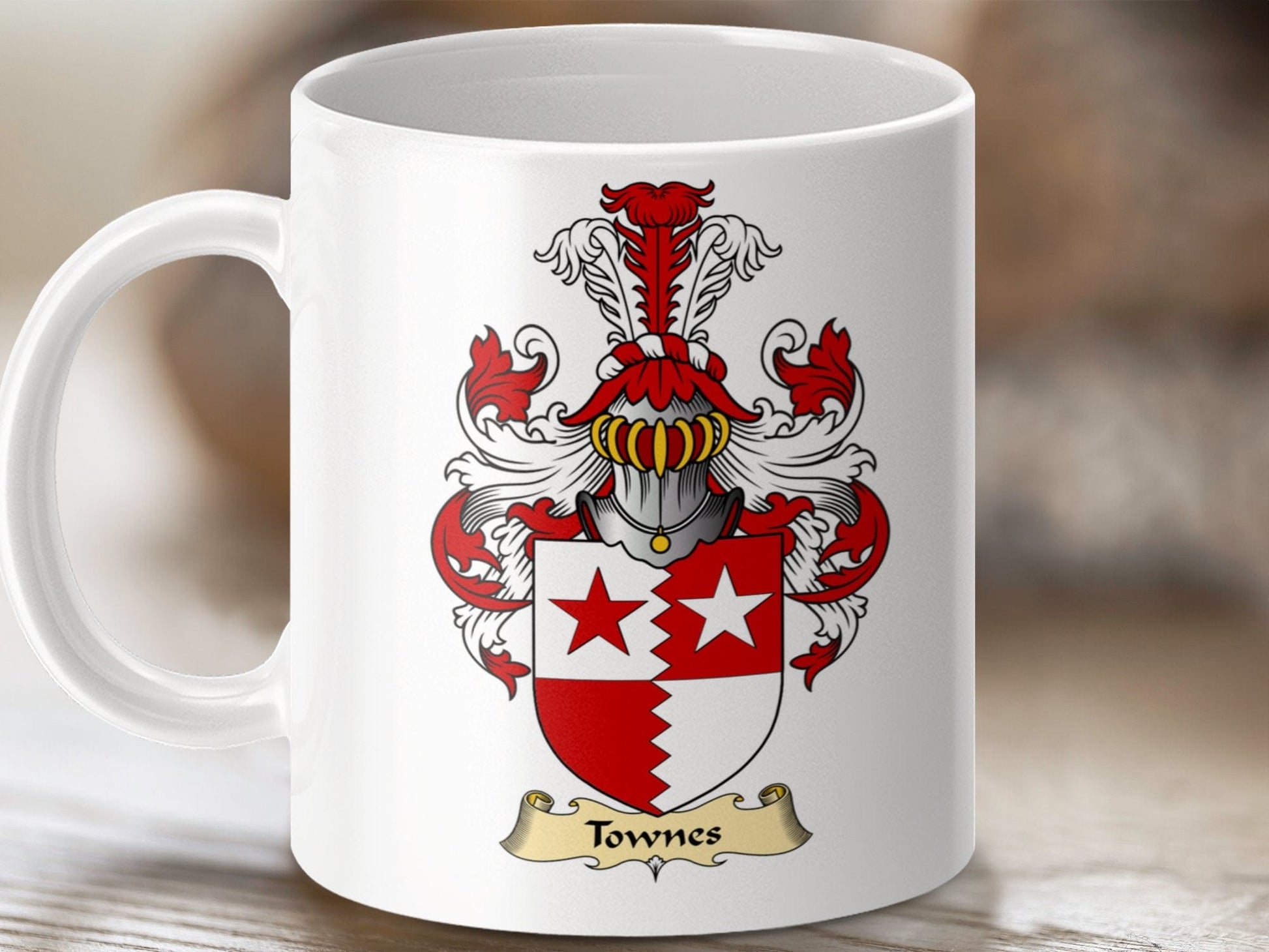 Physical Item 11oz / White Townes Clan Coat Of Arms Scottish Mug