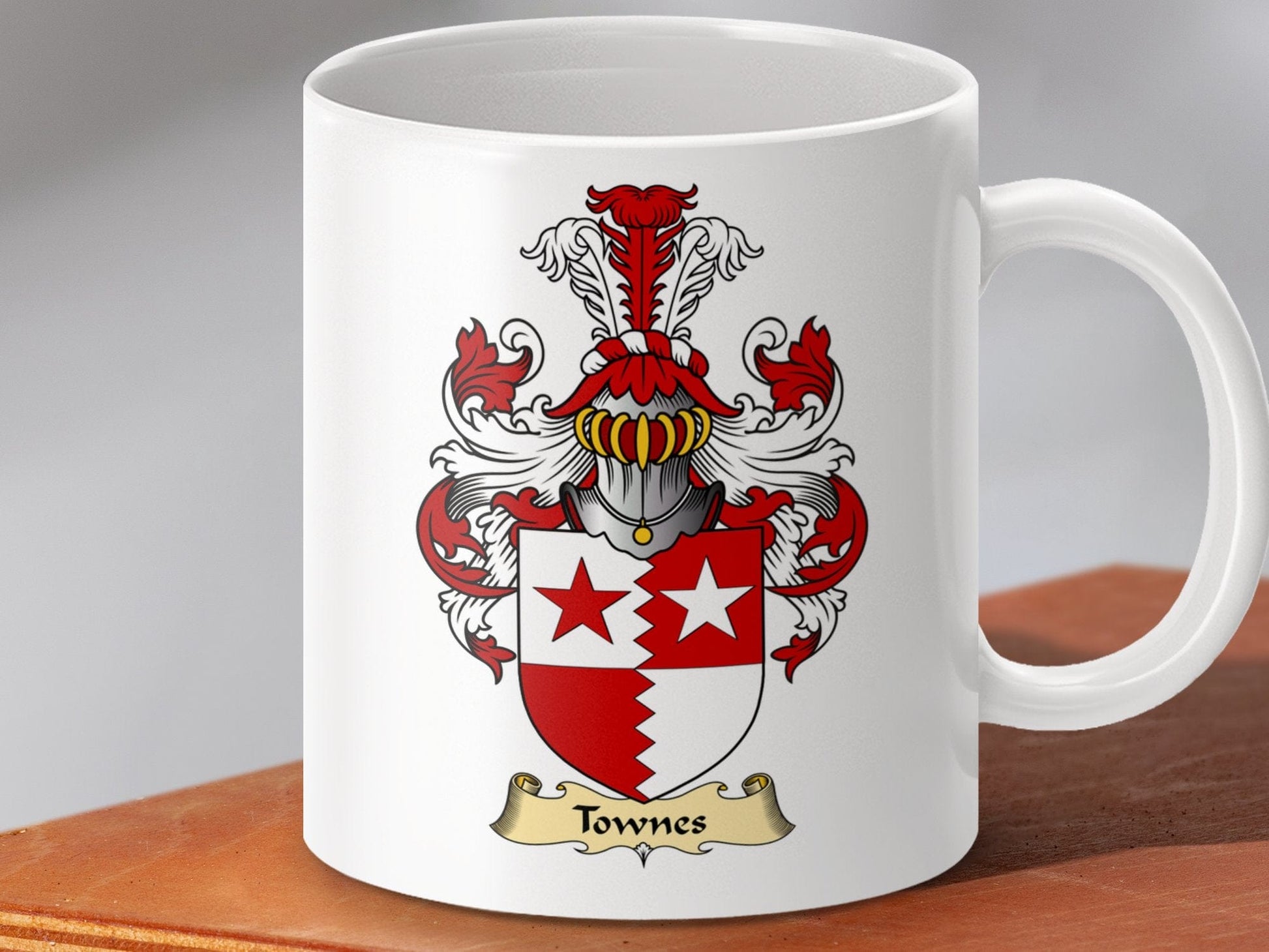 Physical Item 11oz / White Townes Clan Coat Of Arms Scottish Mug