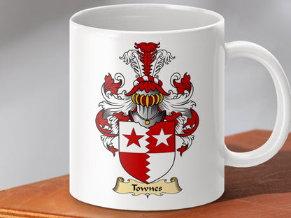 Physical Item 11oz / White Townes Clan Coat Of Arms Scottish Mug