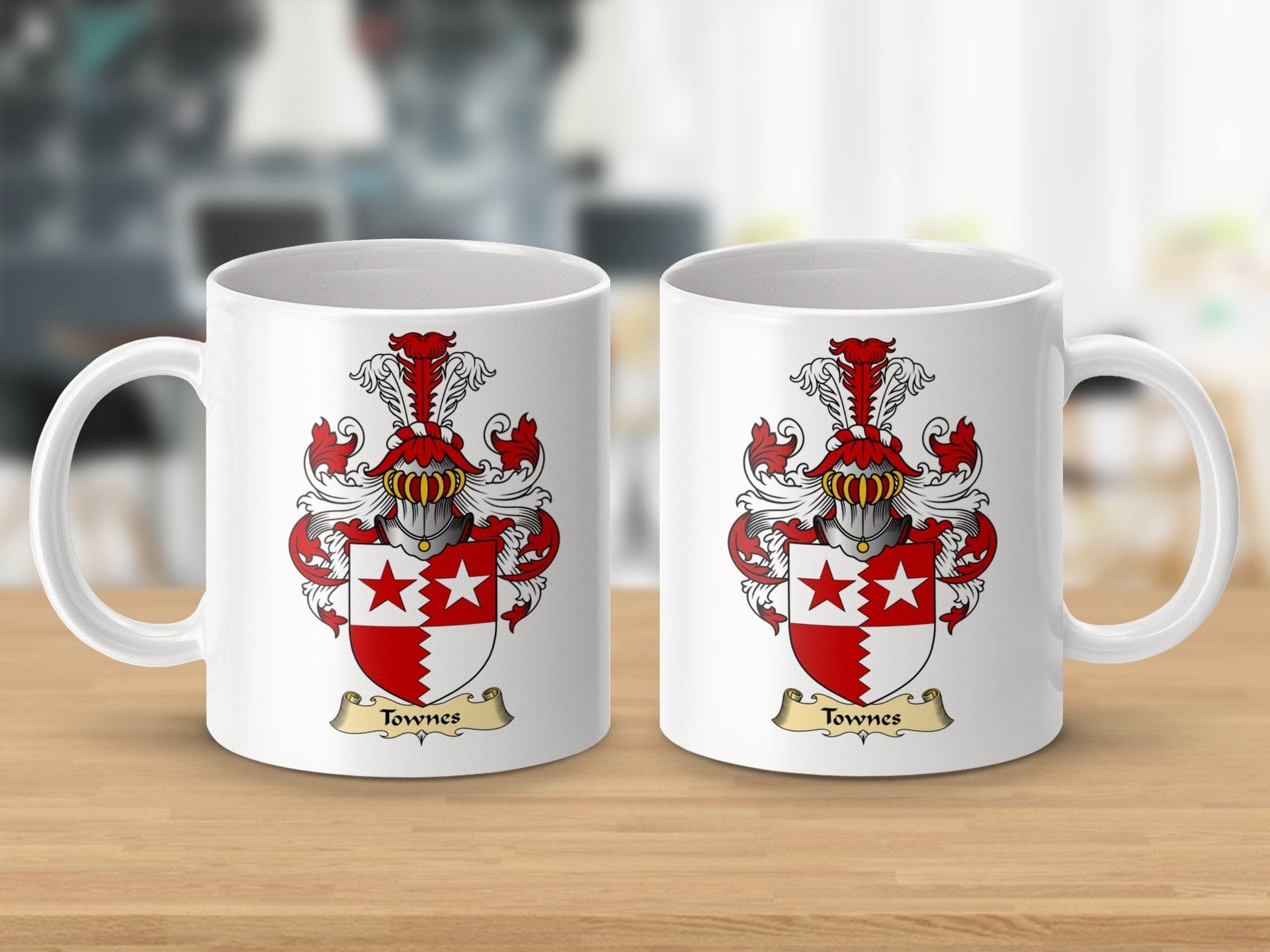 Physical Item 11oz / White Townes Clan Coat Of Arms Scottish Mug