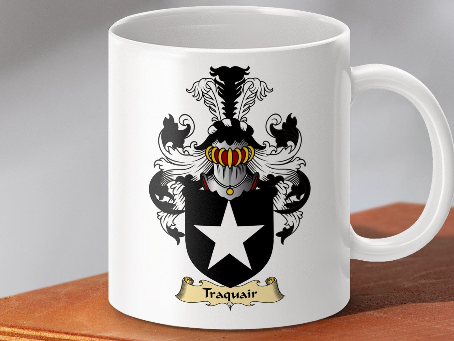 Physical Item 11oz / White Traquair Clan Coat Of Arms Scottish Mug