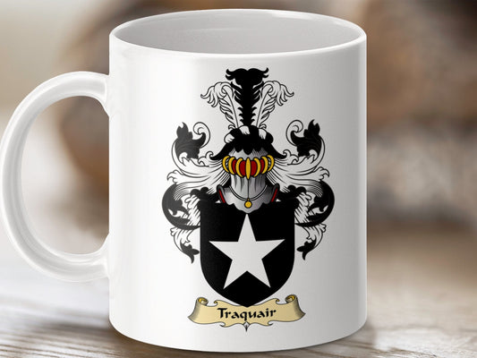 Physical Item 11oz / White Traquair Clan Coat Of Arms Scottish Mug