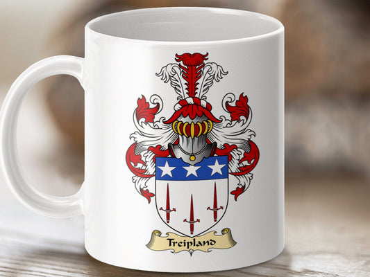 Physical Item 11oz / White Treipland Clan Coat Of Arms Scottish Coffee Mug