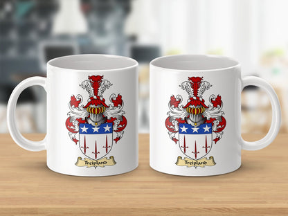 Physical Item 11oz / White Treipland Clan Coat Of Arms Scottish Coffee Mug