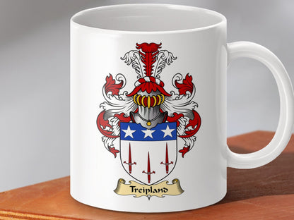 Physical Item 11oz / White Treipland Clan Coat Of Arms Scottish Coffee Mug