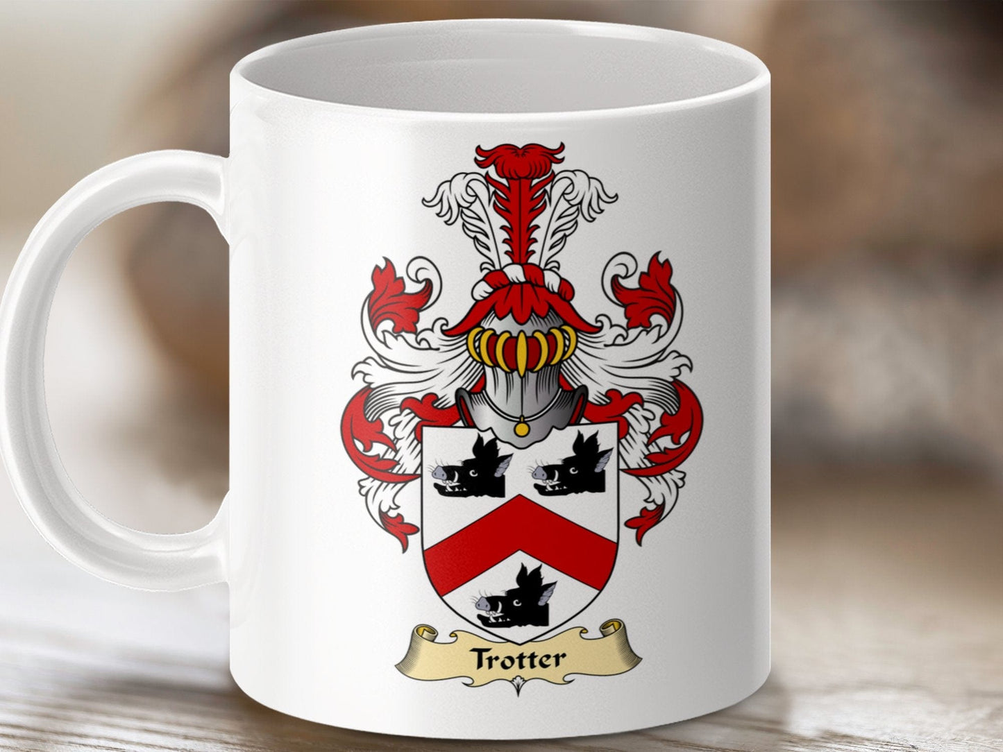 Physical Item 11oz / White Trotter Clan Coat Of Arms Scottish Mug