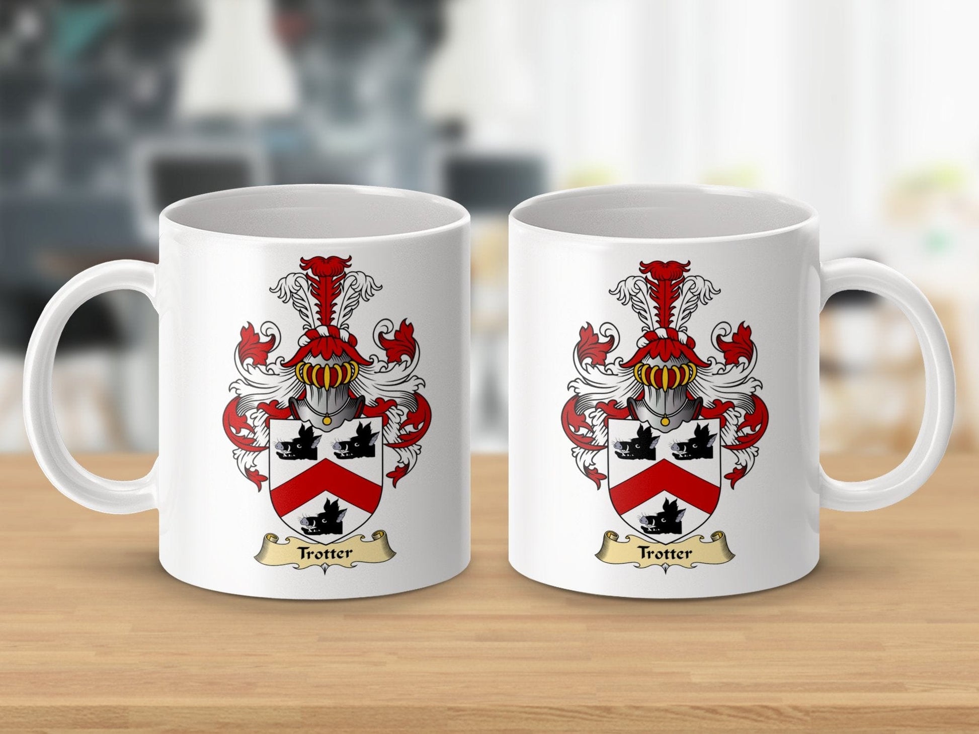 Physical Item 11oz / White Trotter Clan Coat Of Arms Scottish Mug