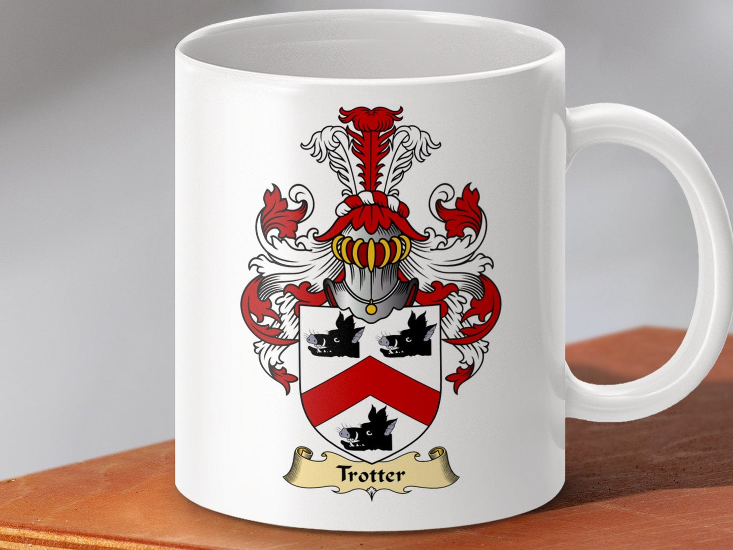 Physical Item 11oz / White Trotter Clan Coat Of Arms Scottish Mug